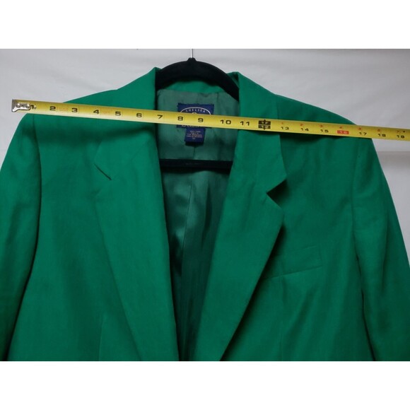 Women’s Charter Club 100% Linen Kelly Green Classic Career Blazer Size 10 NWOT - Picture 8 of 13
